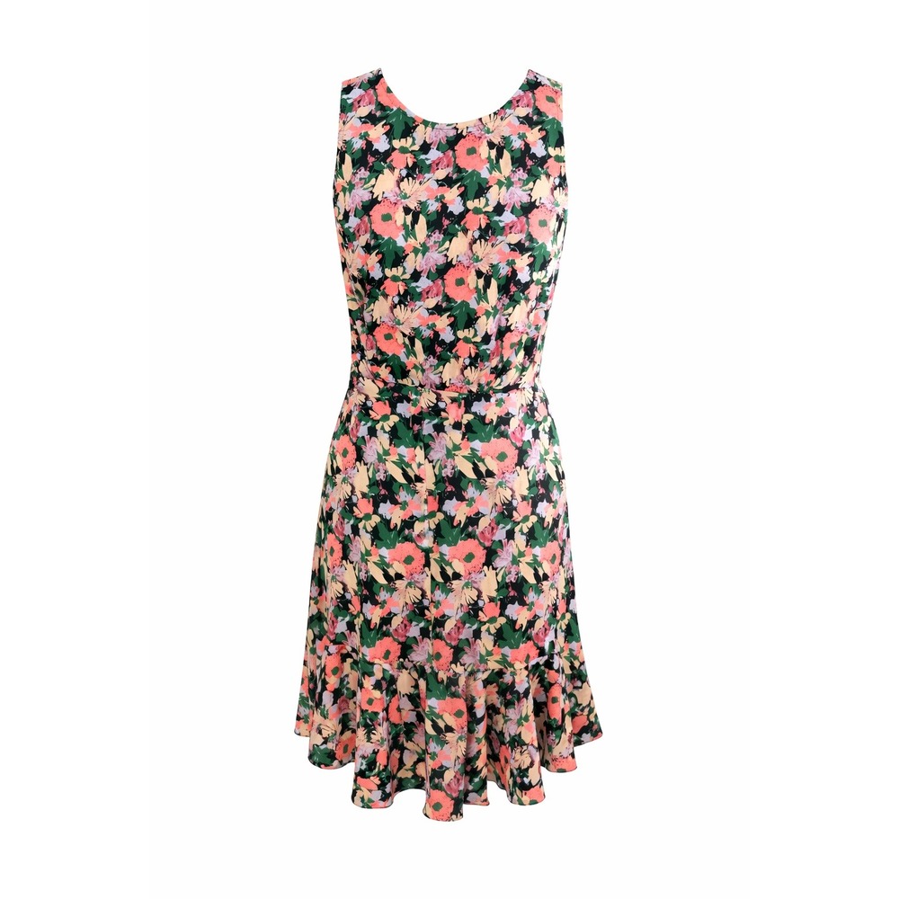 J.Crew Mercantile Neon Floral Lined Sleeveless Ruffle Hem Dress Size‎ 10